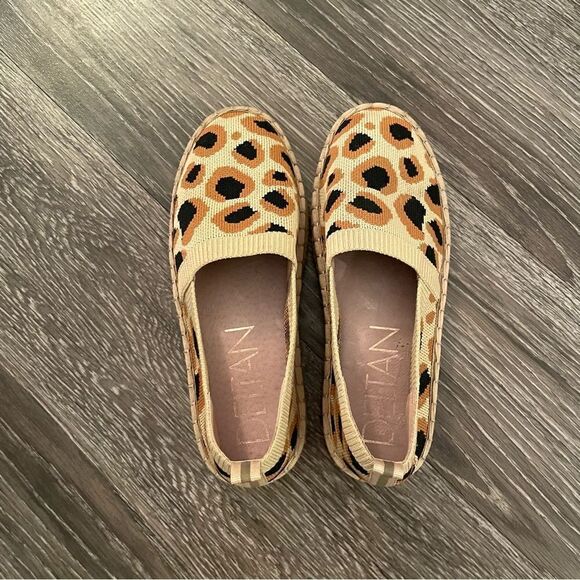 Deltan Hensley Leopard Print Flyknit Slip On Espadrille Flats - Picture 5 of 7